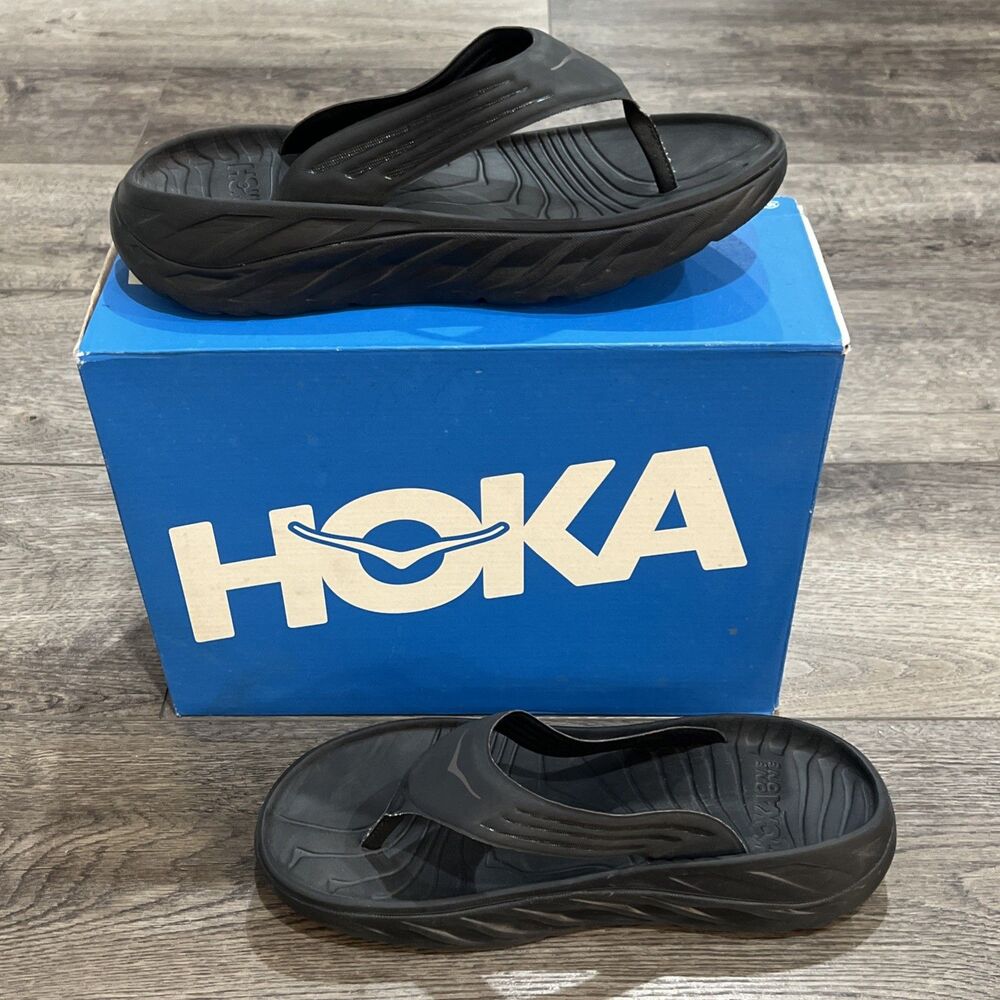 Hoka Ora Recovery Flip Sandal Slide Black Gray - Men’s 13 - Picture 2 of 5